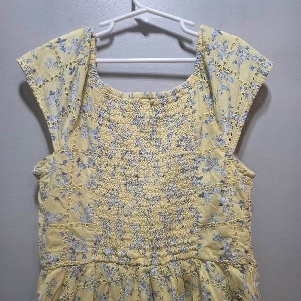 Abercrombie & Fitch Kids Ruffle Sleeve Dress Yellow & Blue Floral Size 13/14 - Picture 15 of 15